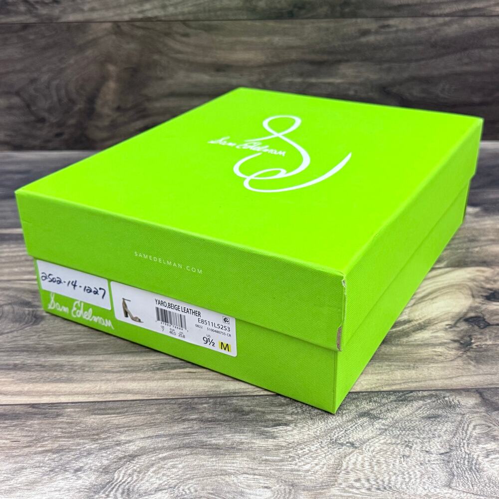 NIB Sam Edelman Yaro 9.5M Block Heel Ankle Strap Dress Sandal Beige Leather - Picture 9 of 10